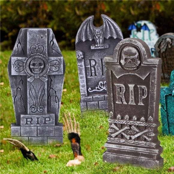 17” Halloween Foam RIP Graveyard Tombstones, 5 Pack Tombstone - Picture 7 of 8